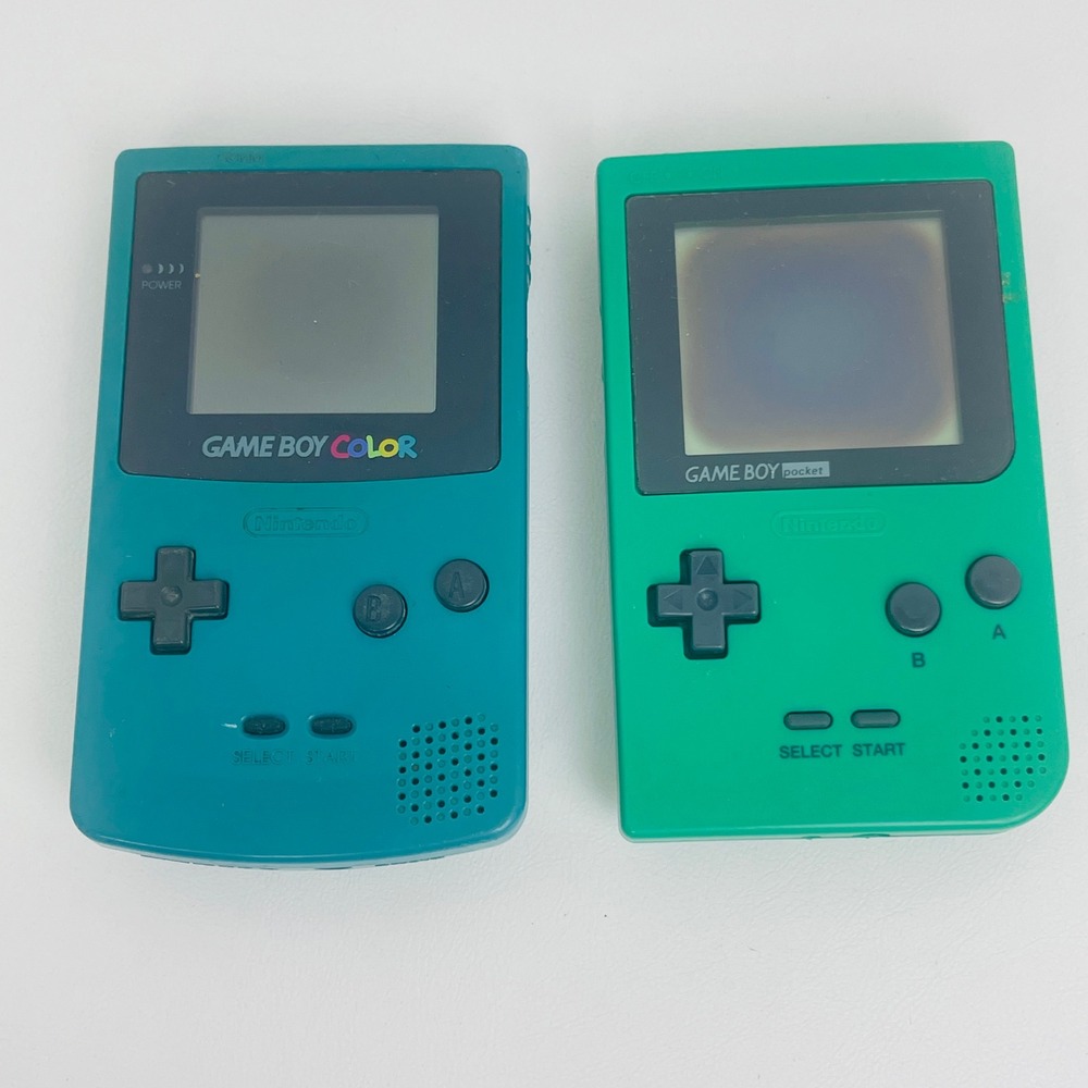 Nintendo Game Boy Color Teal CGB-001 & Game Boy Pocket Green MGB-001 For Parts - Picture 3 of 6
